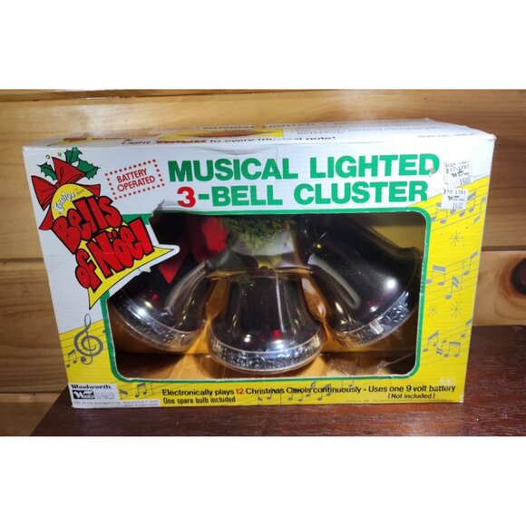 Vintage Carolites Bells of Noel Musical Lighted 3-Bell Cluster Christmas Read - Picture 2 of 16